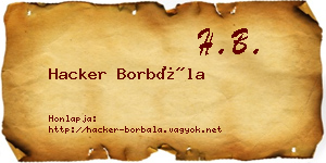 Hacker Borbála névjegykártya